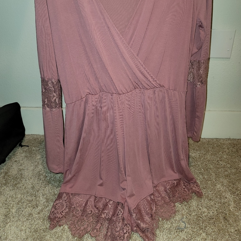 Dusty Rose Rompers with Lace Detailing